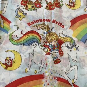 Vintage Rainbow Brite Fitted & Flat Sheet Full Set Hallmark 1983 Fabric